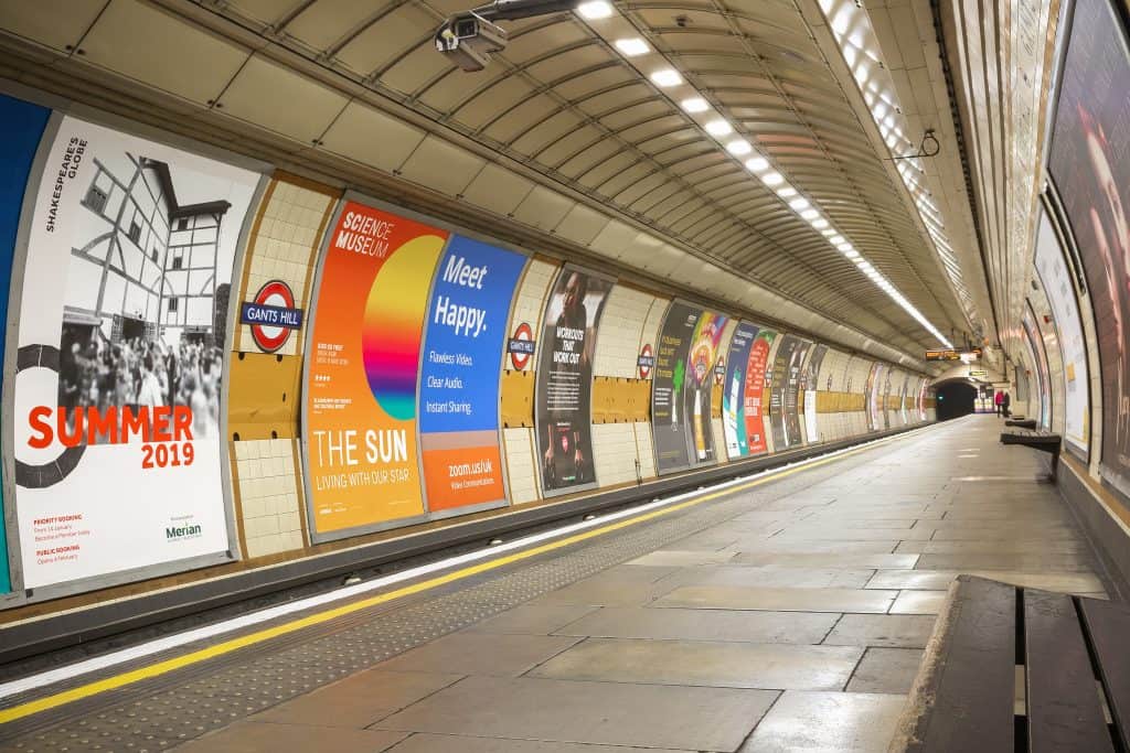 London, UK - January 15, 2019 - Empty platform at Gants Hill London Underground station